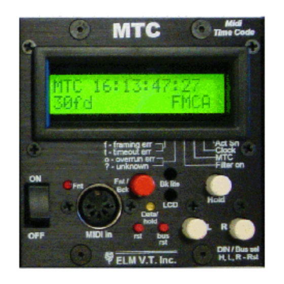 ELM Video MTC-HH Operation Manual