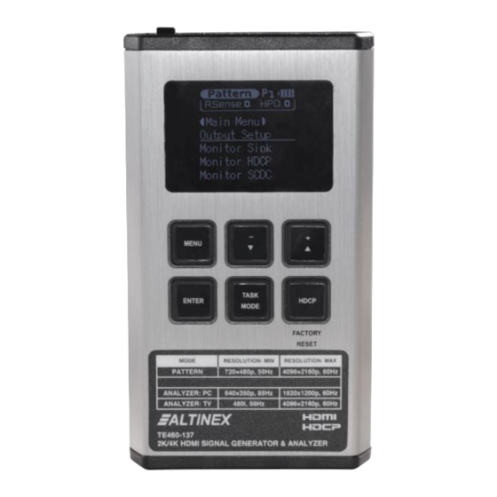 Altinex SIGNAL MANAGEMENT SOLUTIONS TE460-137 User Manual