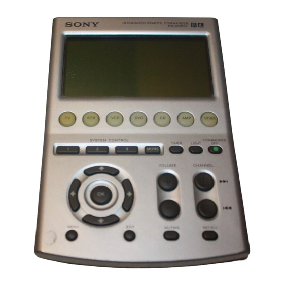 Sony RM-AV3100 - Integrated Remote Commander Manuals