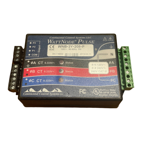 CONTINENTAL CONTROL SYSTEMS WattNode Pulse Manuals