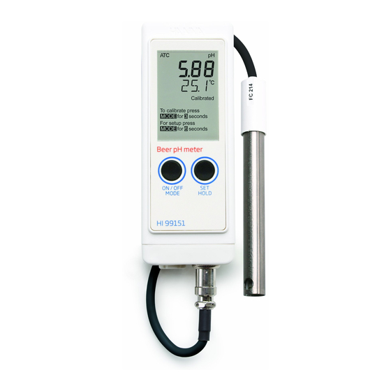 Hanna Instruments HI 99151 Quick Reference Manual