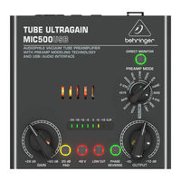 BEHR TUBE ULTRAGAIN MIC500USB Quick Start Manual