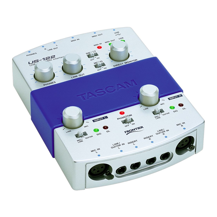 Tascam US-122 Quick Start Manual