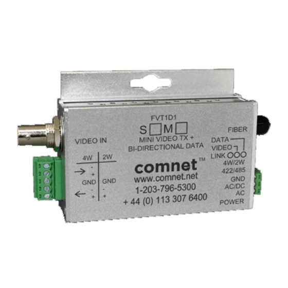 Comnet FVT1D11 Installation And Operation Manual