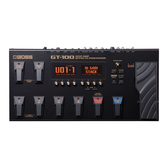 Boss Audio Systems GT-100 Parameter Manual