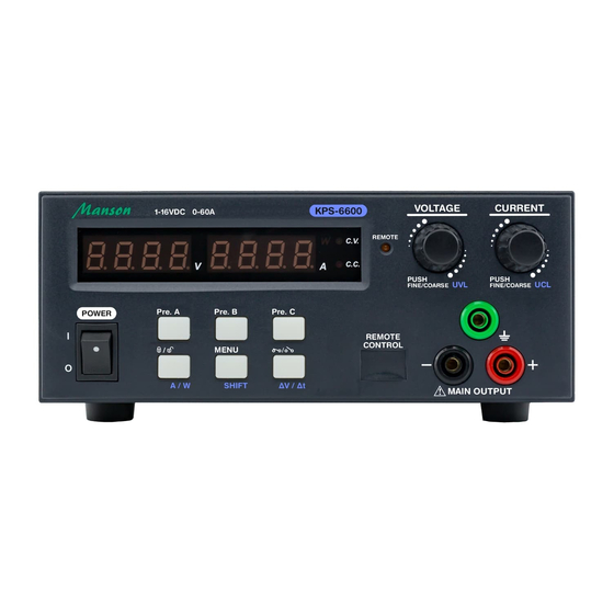 Manson Engineering Industrial KPS-6000 Series User Manual