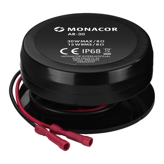 Monacor AR-30 Quick Manual