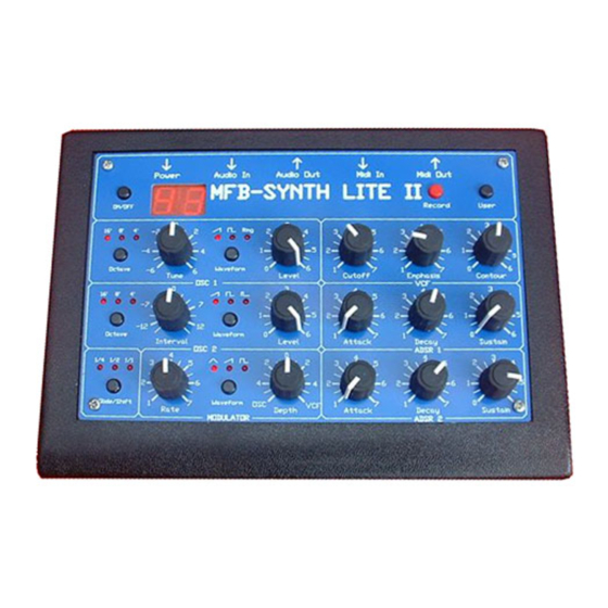 MFB SYNTH LITE II OPERATOR'S MANUAL Pdf Download | ManualsLib