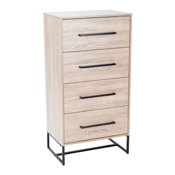 Birlea CONRAD 4 DRAWER NARROW CHEST SILVER OAK Assembly Instructions Manual