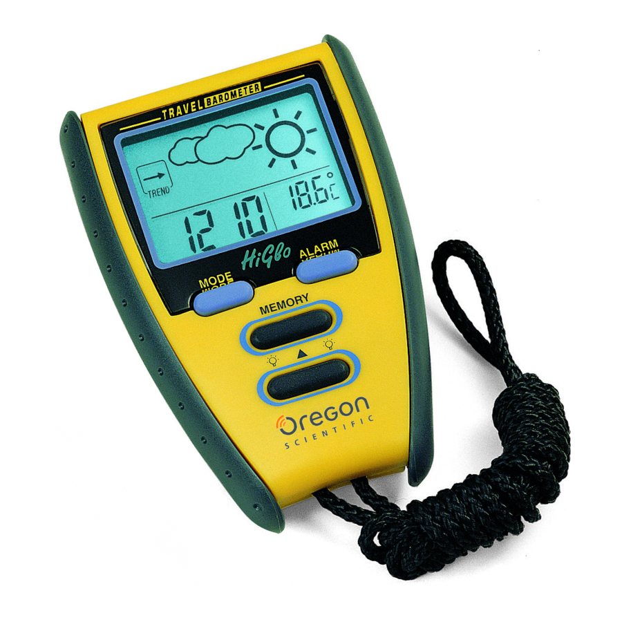 Oregon Scientific EB312E - Electronic Travel Barometer Manual