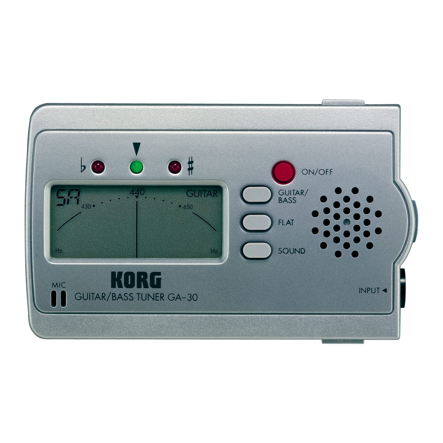 Korg GA-30 - Guitar/Bass Tuner Manual
