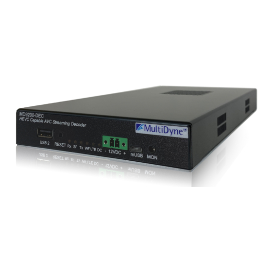 User Manuals: MultiDyne MD9200-DEC Media Decoders