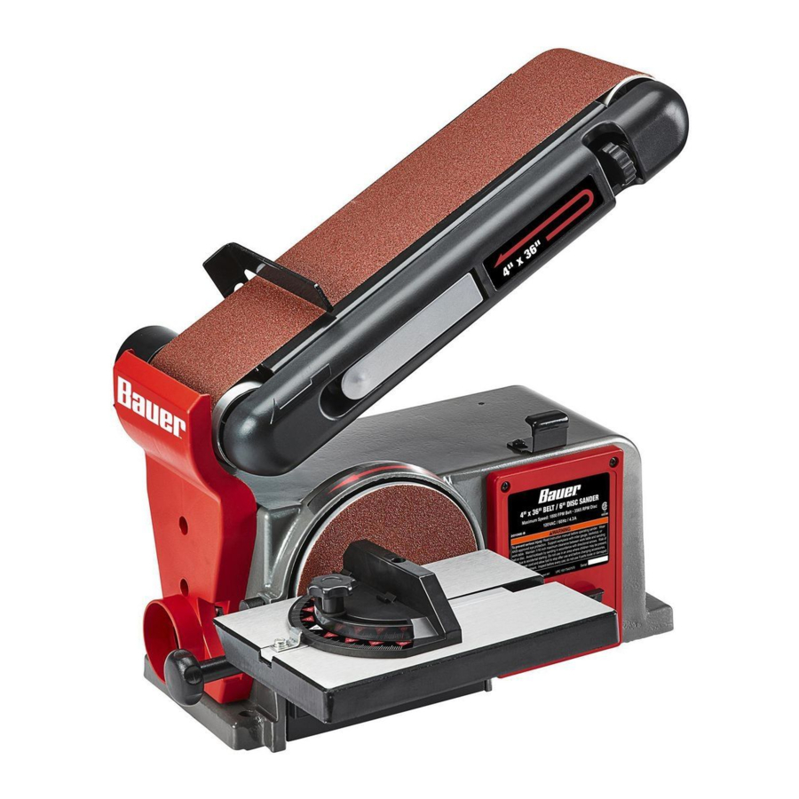 Bauer 20106E-B, 58339 - 4 in. x 36 in. Belt and 6 in. Disc Sander Manual