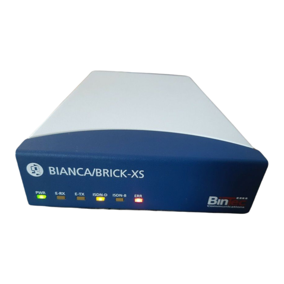 BinTec BIANCA/BRICK XS Quick Install Manual