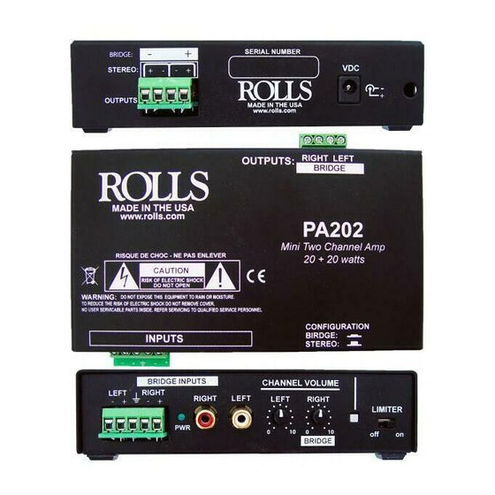 Rolls PA202 Operation Manual