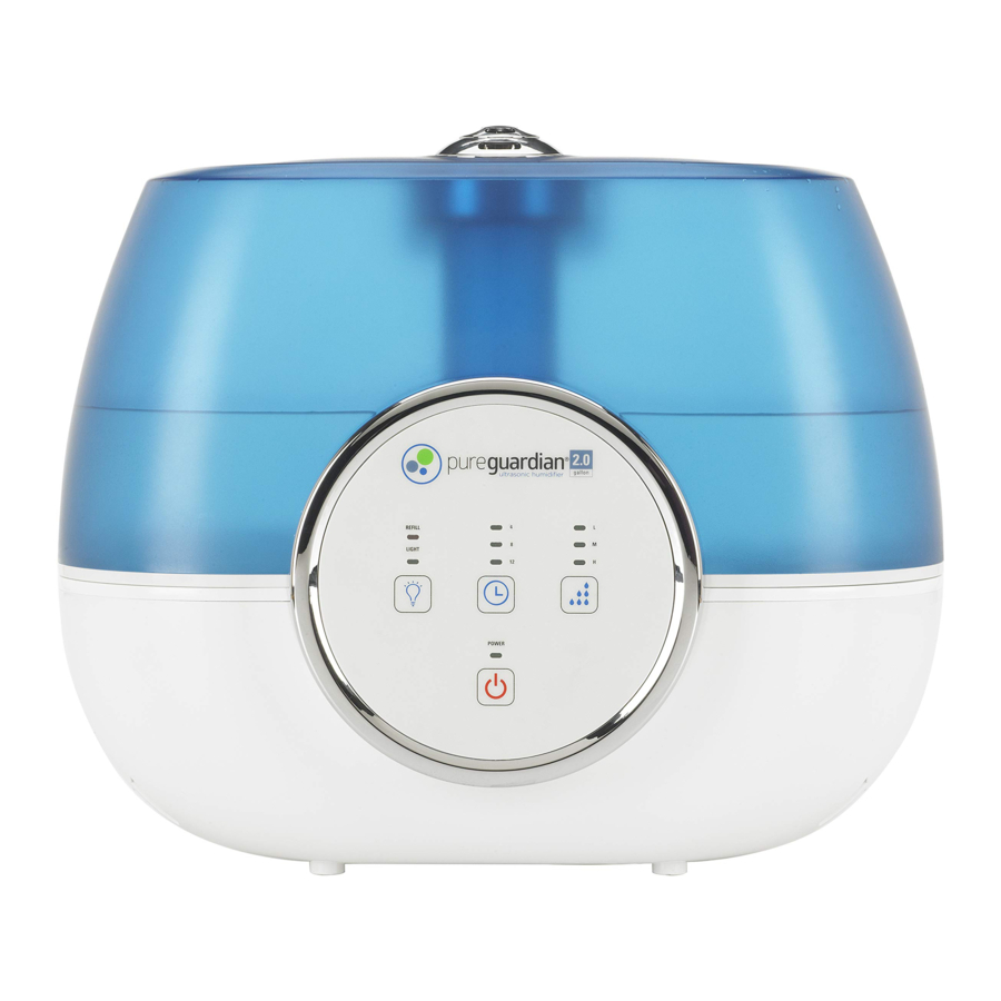 Guardian H4750 - PureGuardian 120-Hour 2-Gallon Bottom Fill Ultrasonic Cool Mist Humidifier with Aroma Therapy Tray Manual
