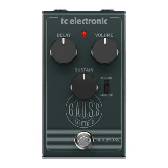 TC Electronic GAUSS TAPE ECHO Quick Start Manual