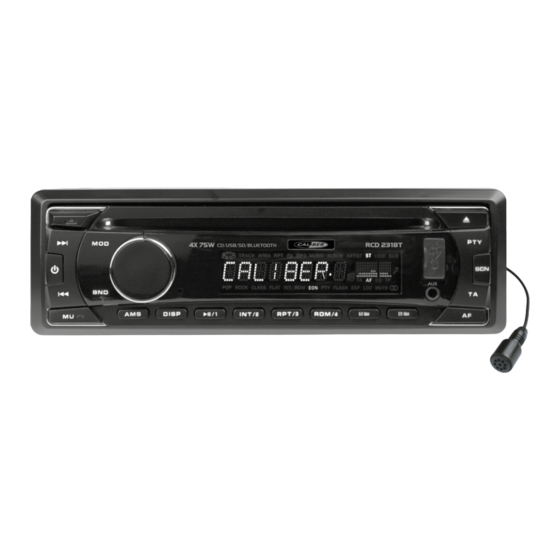 Caliber RCD 231BT Quick Start Manual