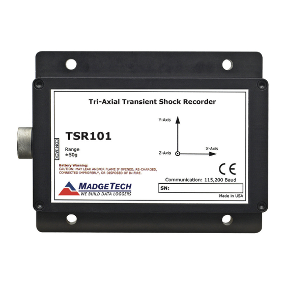 MadgeTech TSR101 Series Product Information Card
