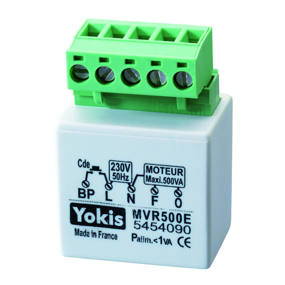 User Manuals: Yokis MVR500E Window Shutter Module