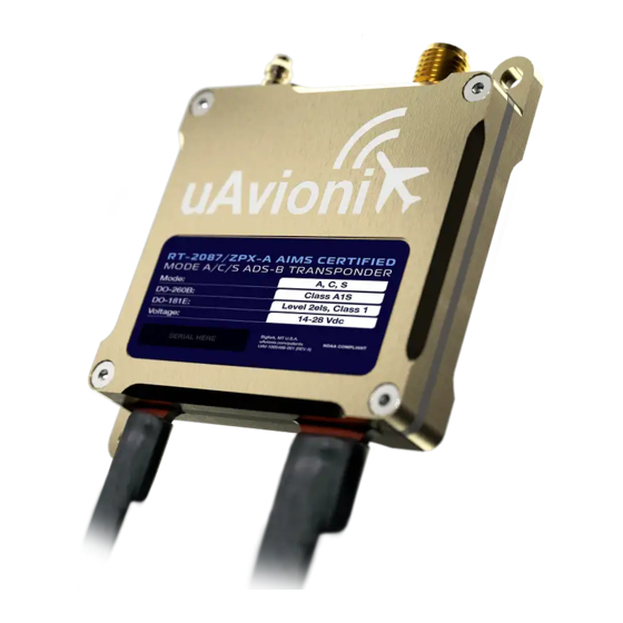 uAvionix RT-2087/ZPX-A User And Installation Manual