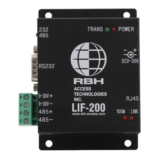RBH Access Technologies LIF-200 Quick Setup Manual