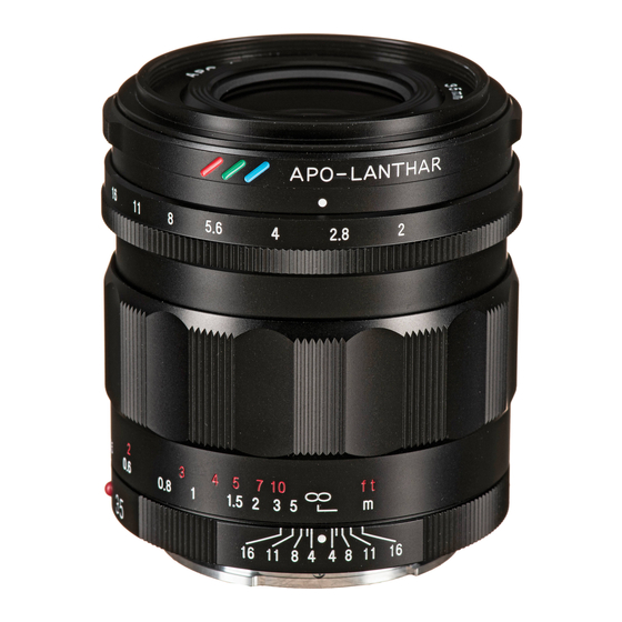 VOIGTLANDER APO-LANTHAR 35mm F2 Aspherical Instruction Manual