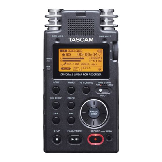 Tascam DR100 MkII Setup Manual