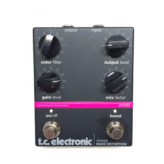 TC Electronic Vintage Bass Distortion User Manual
