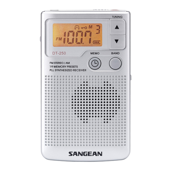Sangean DT-250 Operating Instructions Manual