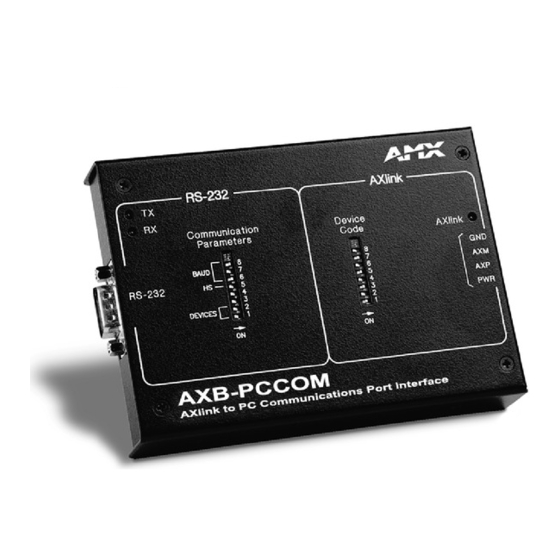 AMX AXB-PCCOM AXLINK TO PC COMMUNICATIONS PORT INTERFACE Manuals