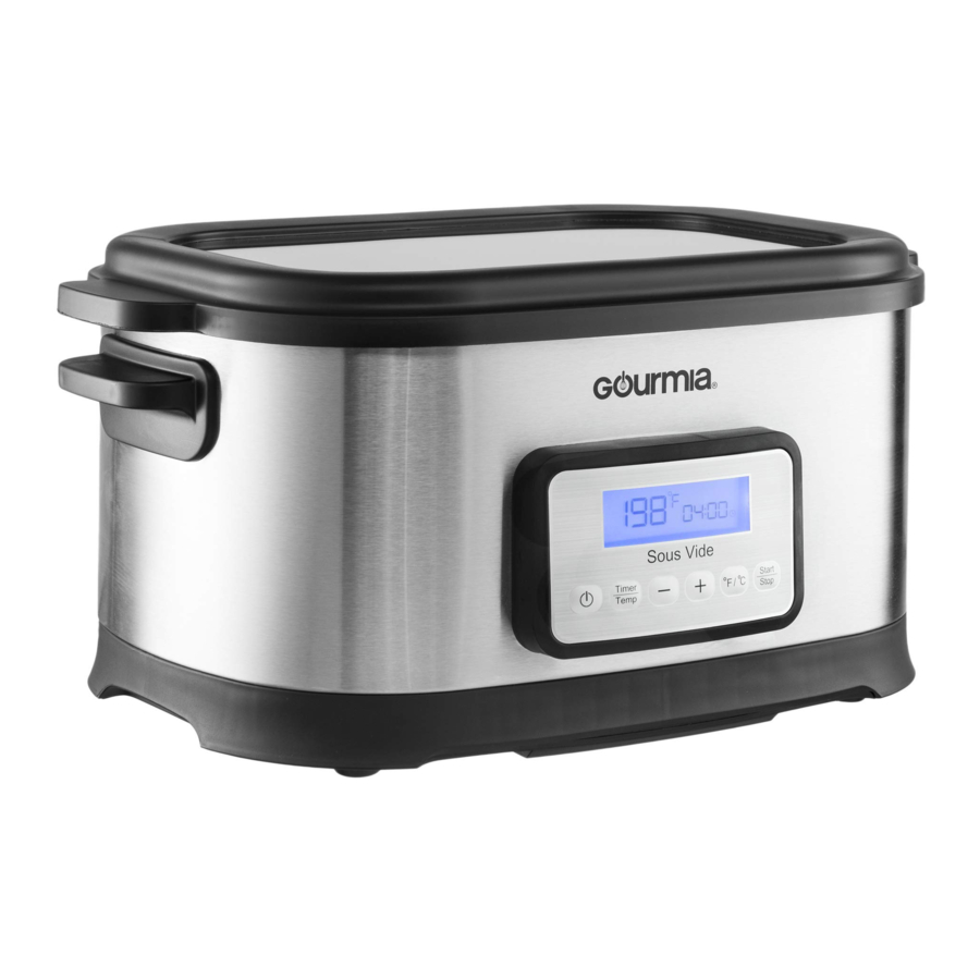 Gourmia GSV550 9 Qt Sous Vide Water Oven Cooker with Digital Timer Cooking Guide & Charts