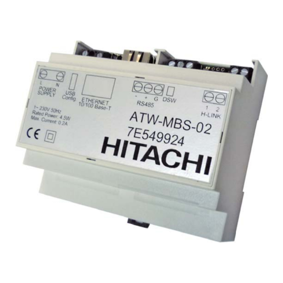 Hitachi ATW-MBS-02 Manuals