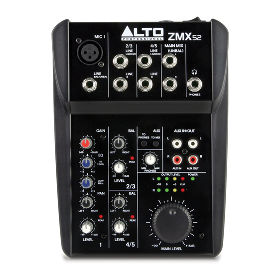 Alto Professional ZEPHYR ZMX52 Manual