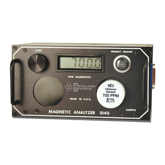 Particulate Systems MA-1040 Operator's Manual