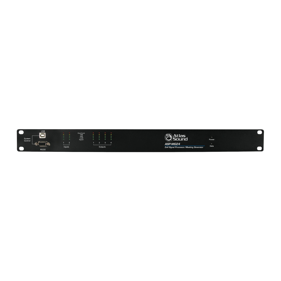 Atlas Sound Masking Generator/ Equalizer ASP-MG24 Quick Start Manual