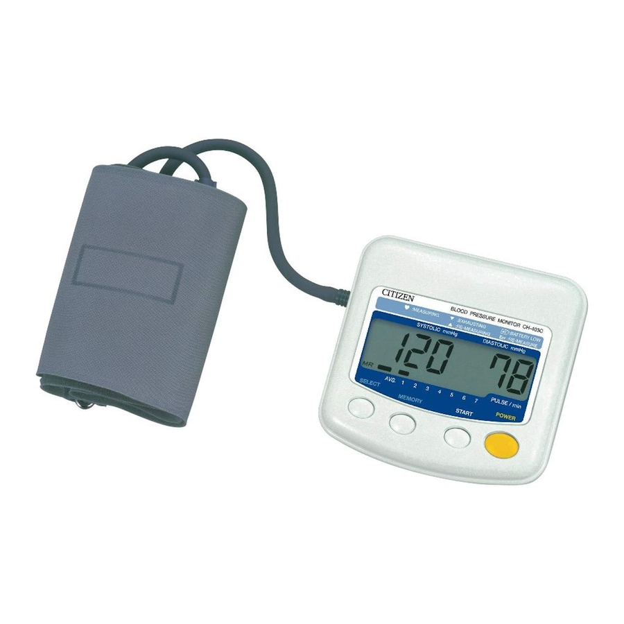Citizen CH-403C - Blood Pressure Monitor Manual