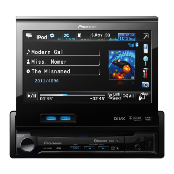 User Manuals: PIONEER AVH-6300BT Car Receiver