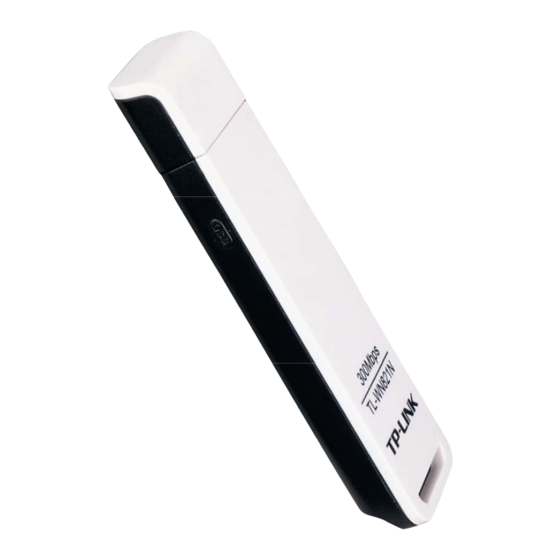 TP-Link TL-WN821N - NT WIRELESS N USB ADAPTERATHEROS2T2R 2.4GHZ 802.11G B ND RTL Manuals