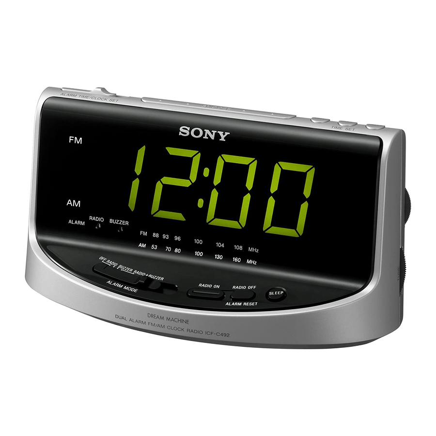Sony DREAM MACHINE ICF-C492 - FM/AM Clock Radio Manual