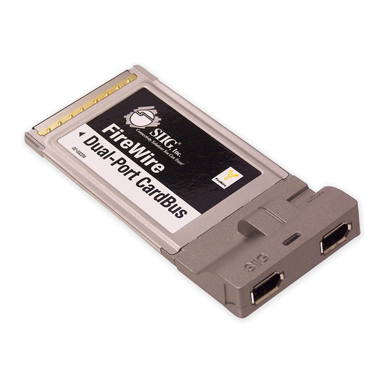 SIIG FireWire 2-Port CardBus Quick Installation Manual