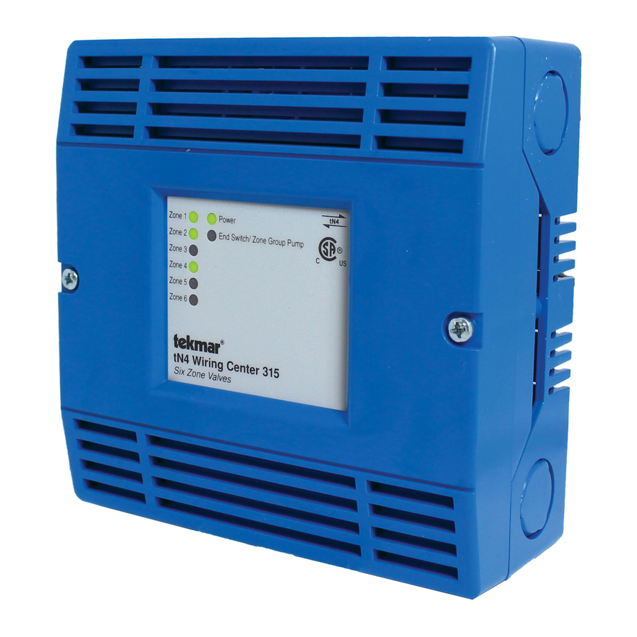Tekmar D 315 Wiring Center Manuals