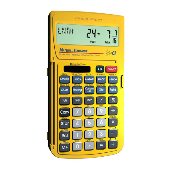 Calculated Industries Material Estimator Reference Manual
