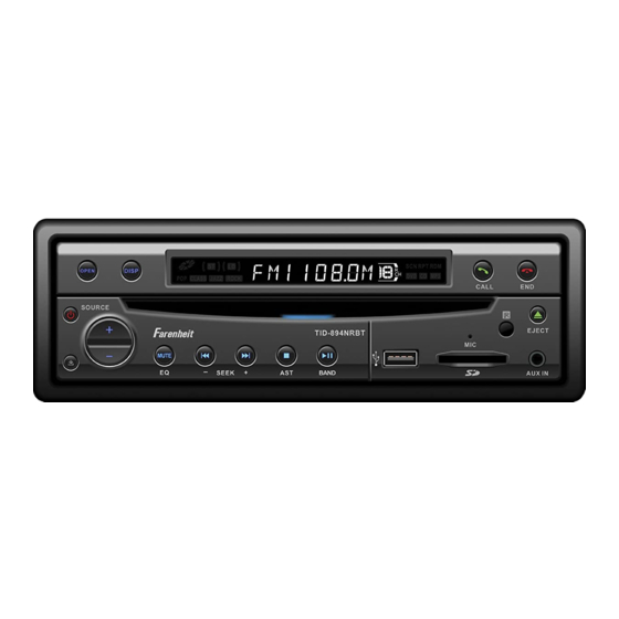 Farenheit TID-894NRBT Car Stereo Player Manuals