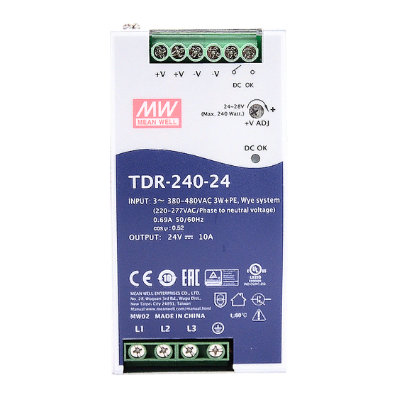 Mean Well TDR-240-24 Installation Manual