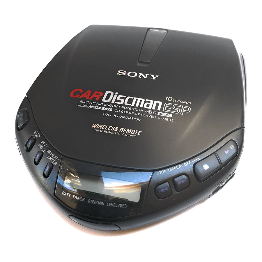 Sony Car Discman D-M805 Operating Instructions