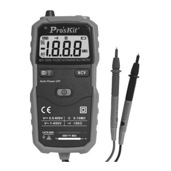 Pro's Kit MT-1509 Autorange Multimeter Manuals