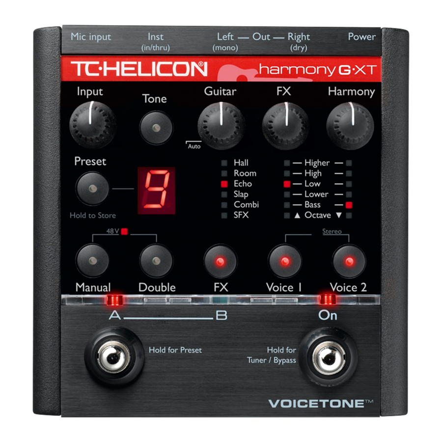 TC-Helicon VOICETONE HARMONY-G XT Quick Start Manual
