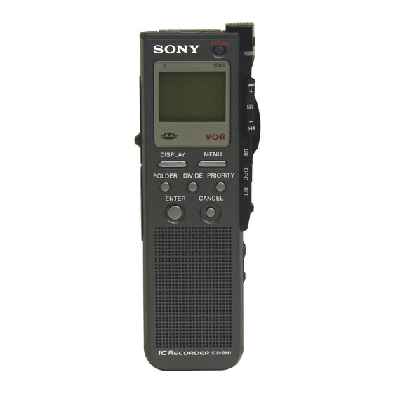 Sony ICDBM1 - Memory Stick Media Digital Voice Recorder Manuals