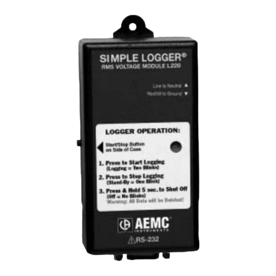 AEMC instruments Simple Logger L220 Manuals